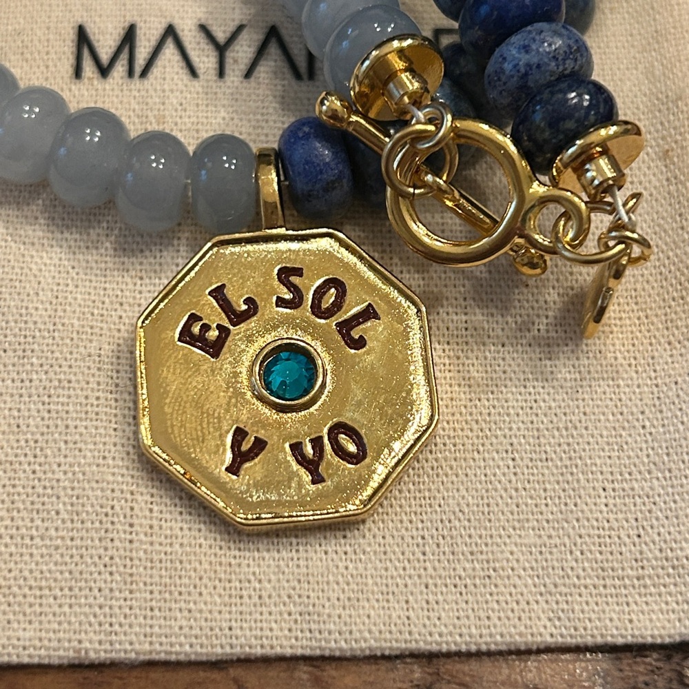 Mayamar El‎ SOL Y YO the Sun and I Lapis Beaded Necklace pendant - Picture 4 of 5